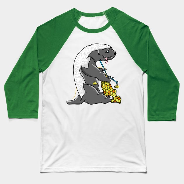 Cartoon Honey Badger Baseball T-Shirt by mailboxdisco